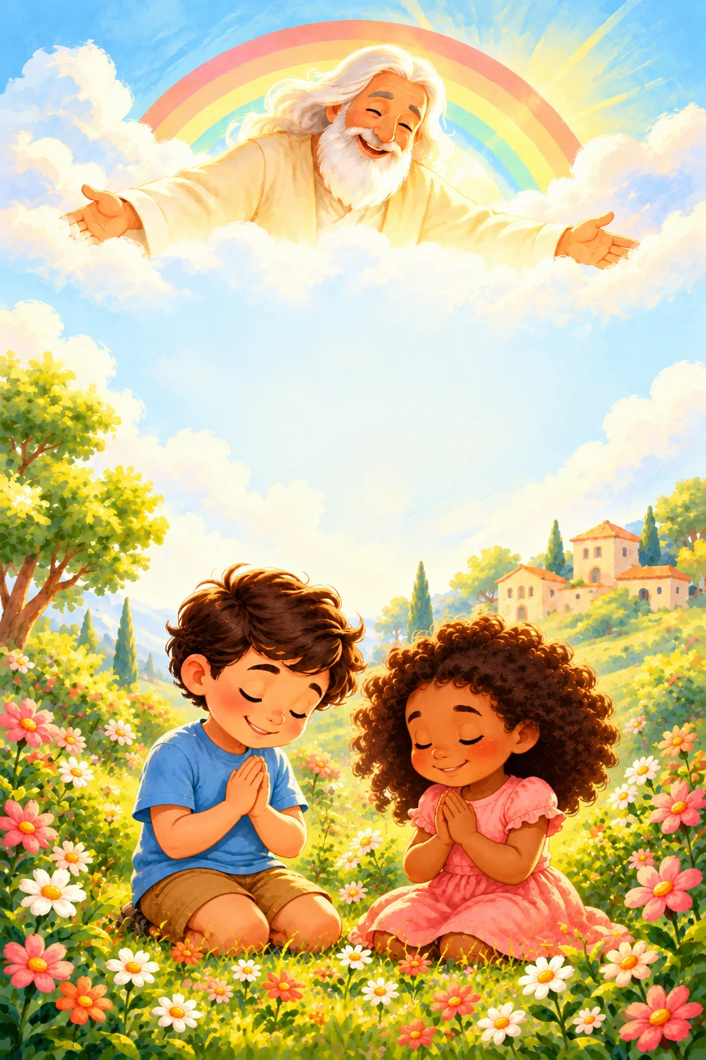 Niños orando juntos