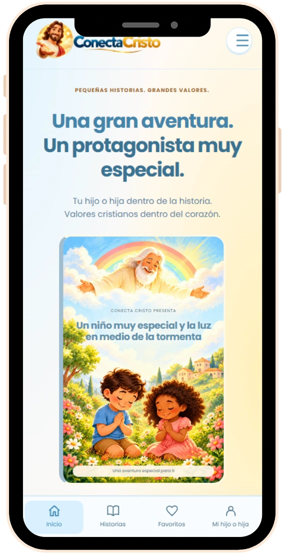 Pantalla de inicio de Conecta Cristo en un teléfono